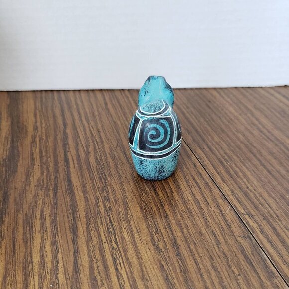 Hand Carved Blue Painted 3 Inch Elephent Figurine - Picture 4 of 4